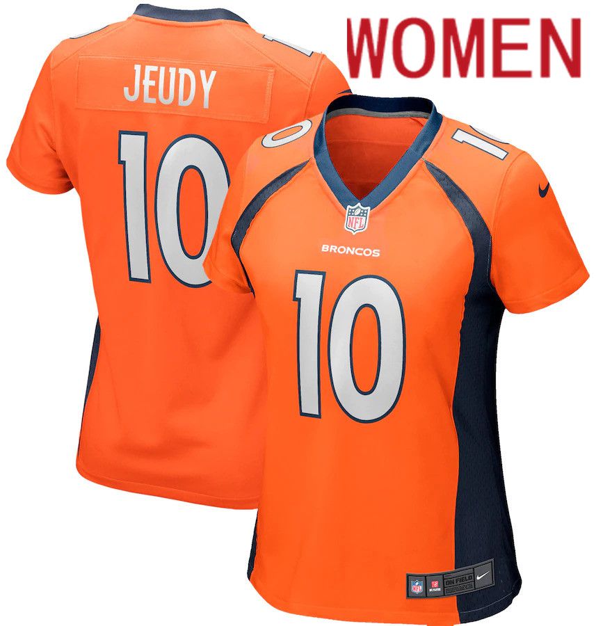 Women Denver Broncos #10 Jerry Jeudy Nike Orange Game Player NFL Jersey